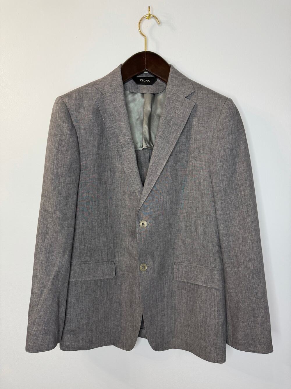 Z Zegna Drop 7 Deco Linen Sport Coat Blazer Jacket Grey Men's 38R Lightweight